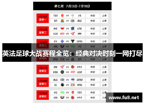 英法足球大战赛程全览:经典对决时刻一网打尽 英法足球大战赛程全览:经典对决时刻一网打尽